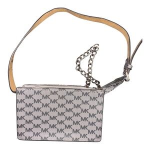 Michael Kors MK Signature Logo Belt Bag / Fanny Pack – With Silver Chain